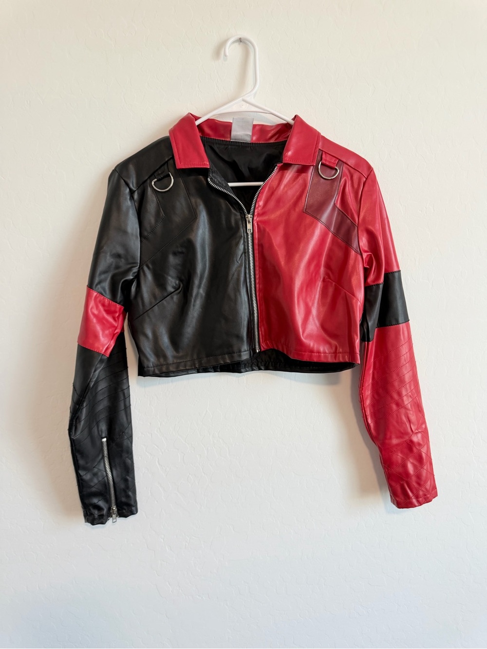 Harley Quinn faux Leather Moto jacket Suicide Squad Cosplay size s +1 Glove